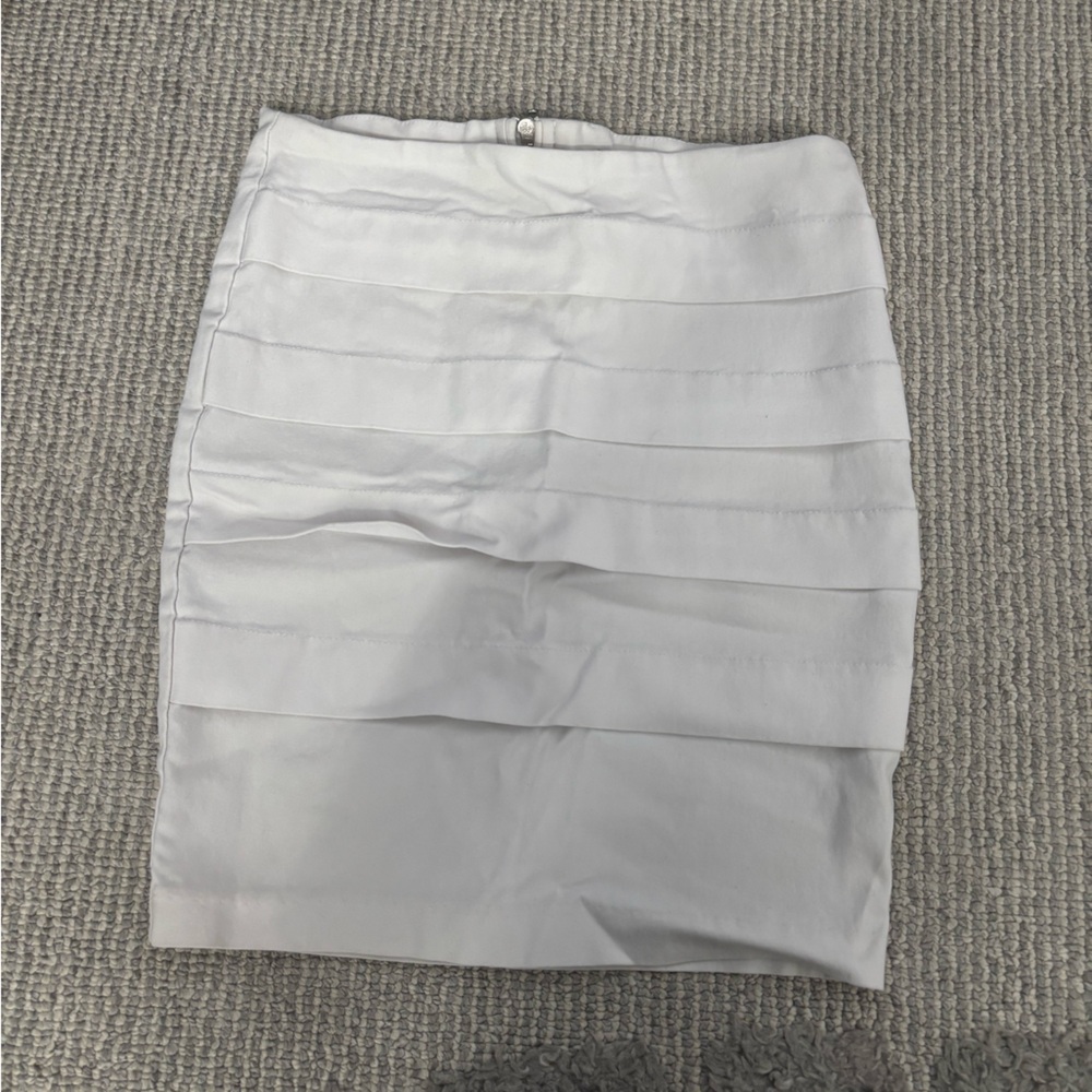 Urban Behavior White Bandage Mini Skirt Tiered Bodycon Exposed Zipper Size S